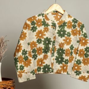 Handmade Block Print Cotton for Women ? Ethnic Floral Printed Top with Long Sleeves